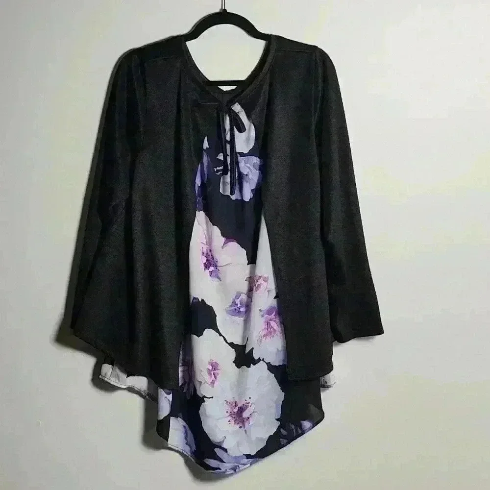 🚨 LAST CHANCE 🚨 ROZ & ALI Dressbarn Floral and Black Blouse Size 2X - Picture 6 of 16